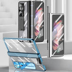 Sumoravibe - Applicabile A Samsung Zfold3 / Zfold4 Cerniera Piatta Pieghevole Custodia Per Cellulare Con Pellicola Galvanica