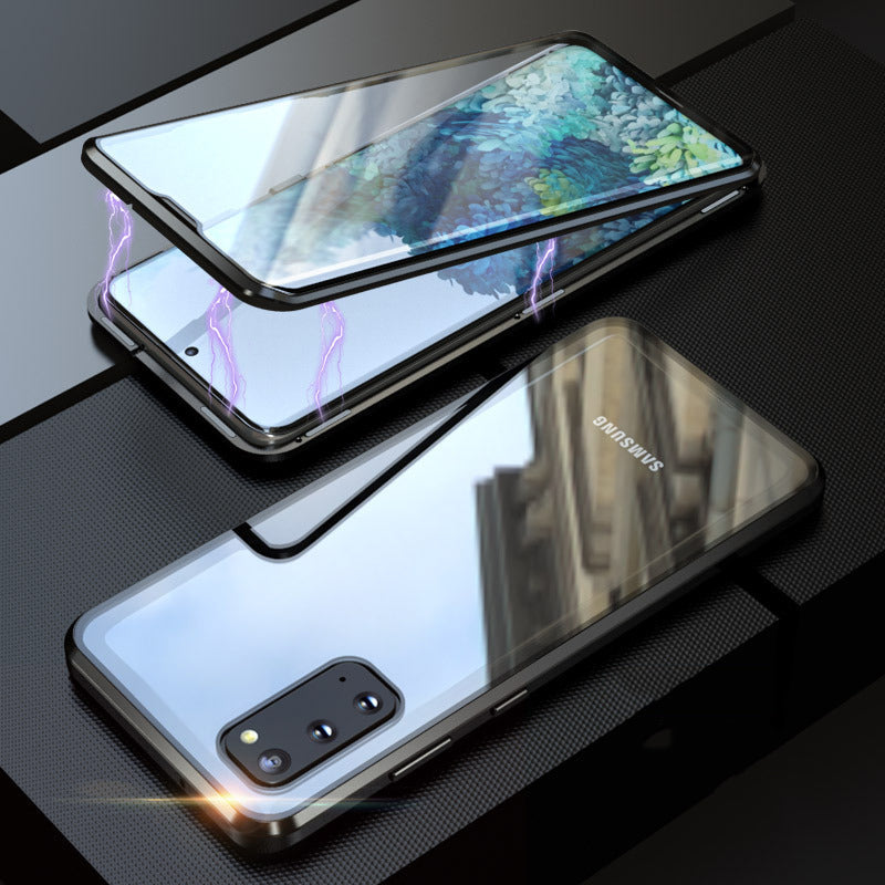 Sumoravibe - Custodia magnetica in vetro temperato per telefono a doppia faccia per Samsung