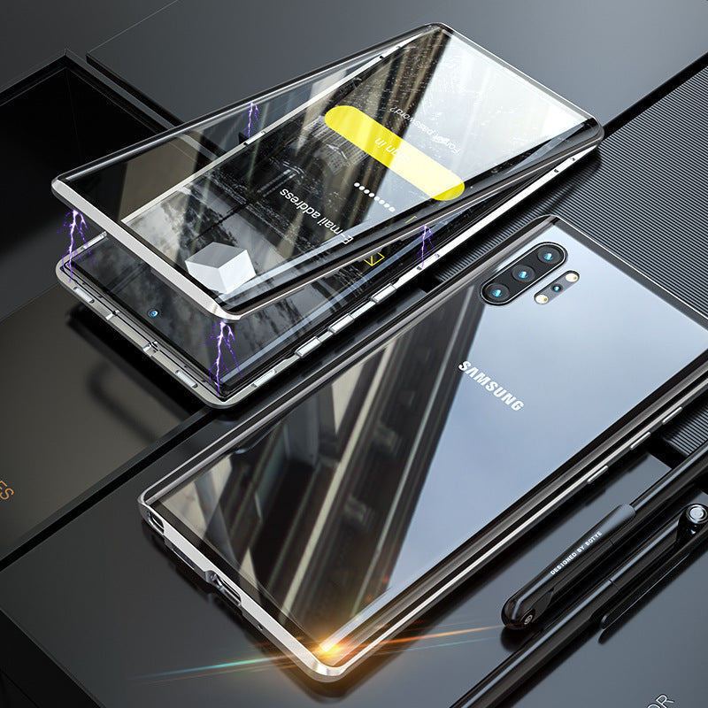 Sumoravibe - Custodia magnetica per telefono in vetro temperato a doppia faccia per Samsung