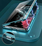 Sumoravibe - Custodia magnetica bifacciale in pelle + vetro per Samsung S23 Ultra