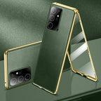 Sumoravibe - Custodia magnetica bifacciale in pelle + vetro per Samsung S23 Ultra