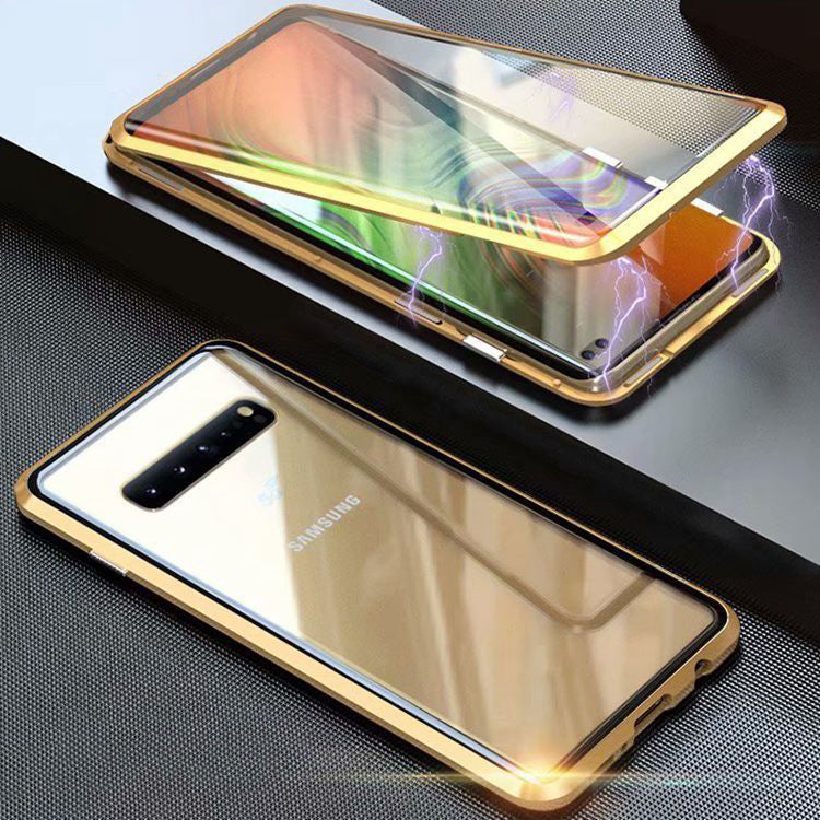 Sumoravibe - Custodia magnetica in vetro temperato per telefono a doppia faccia per Samsung