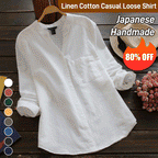 Sumoravibe - Camicia ampia casual in cotone di lino fatta a mano in stile giapponese (? Acquista 2 automatici con uno sconto del 10% e spedizione gratuita?)
