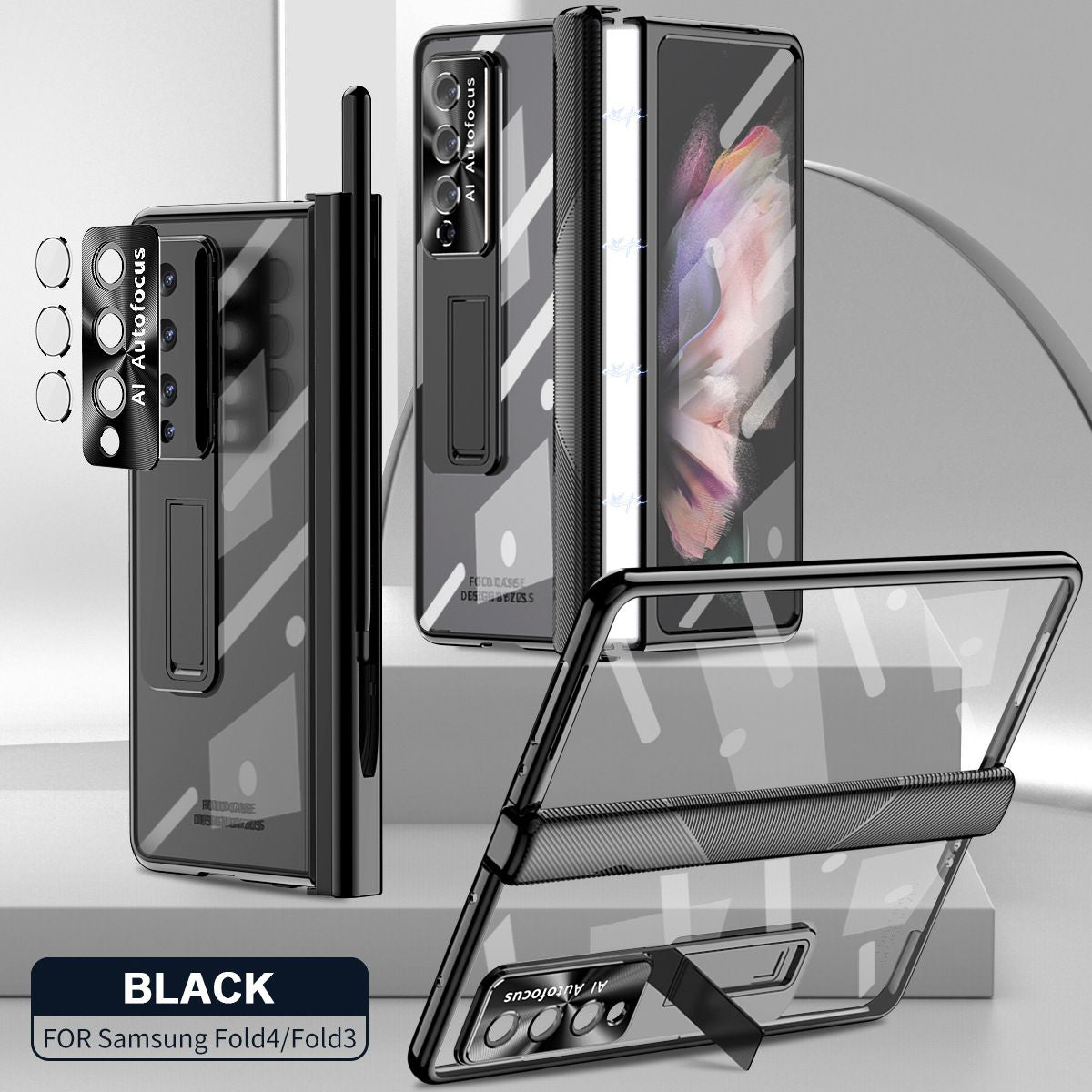 Sumoravibe - Applicabile A Samsung Zfold3 / Zfold4 Cerniera Piatta Pieghevole Custodia Per Cellulare Con Pellicola Galvanica