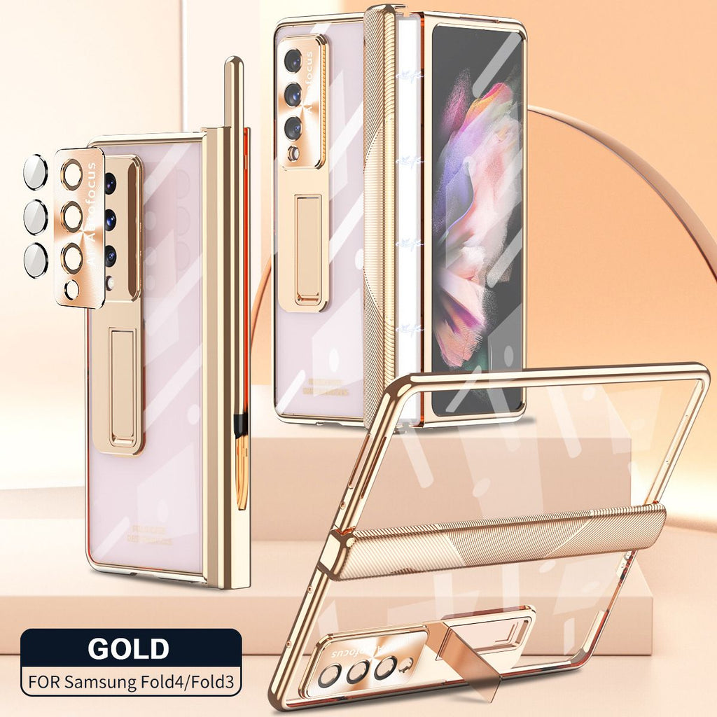 Sumoravibe - Applicabile A Samsung Zfold3 / Zfold4 Cerniera Piatta Pieghevole Custodia Per Cellulare Con Pellicola Galvanica