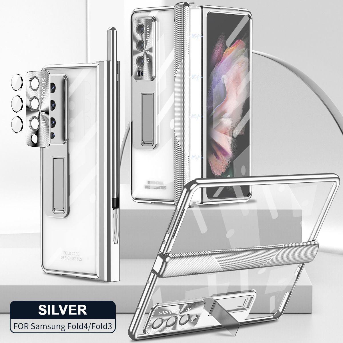 Sumoravibe - Applicabile A Samsung Zfold3 / Zfold4 Cerniera Piatta Pieghevole Custodia Per Cellulare Con Pellicola Galvanica