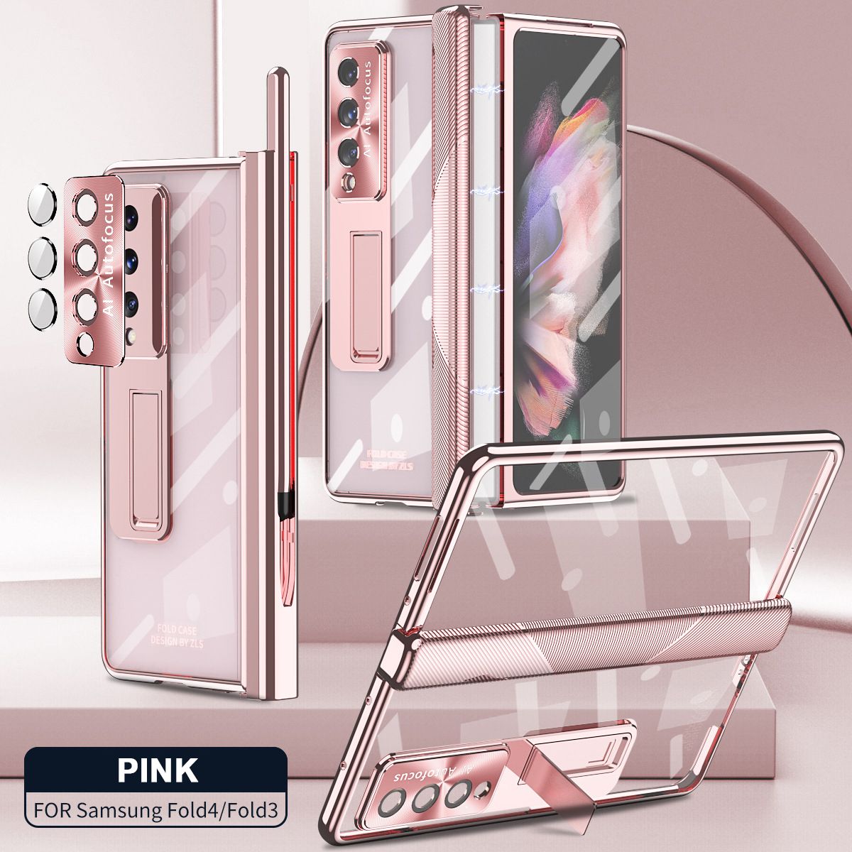 Sumoravibe - Applicabile A Samsung Zfold3 / Zfold4 Cerniera Piatta Pieghevole Custodia Per Cellulare Con Pellicola Galvanica