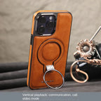 Sumoravibe - Custodia per iPhone in pelle di lusso con supporto invisibile