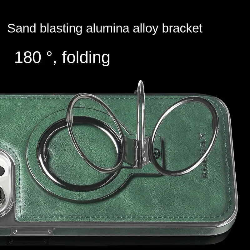 Sumoravibe - Custodia per iPhone in pelle di lusso con supporto invisibile