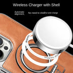Sumoravibe - Custodia per iPhone in pelle di lusso con supporto invisibile