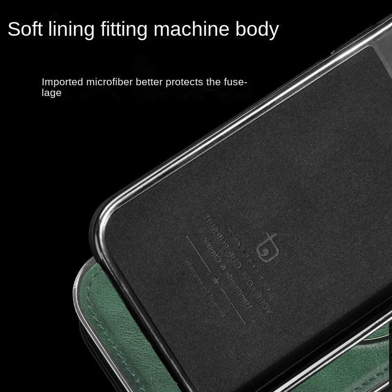 Sumoravibe - Custodia per iPhone in pelle di lusso con supporto invisibile