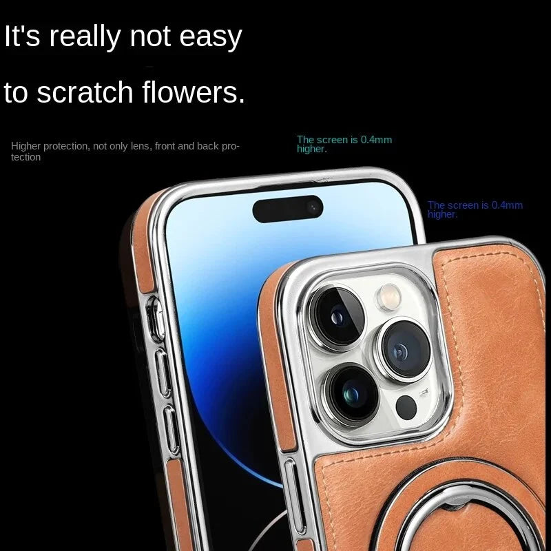 Sumoravibe - Custodia per iPhone in pelle di lusso con supporto invisibile