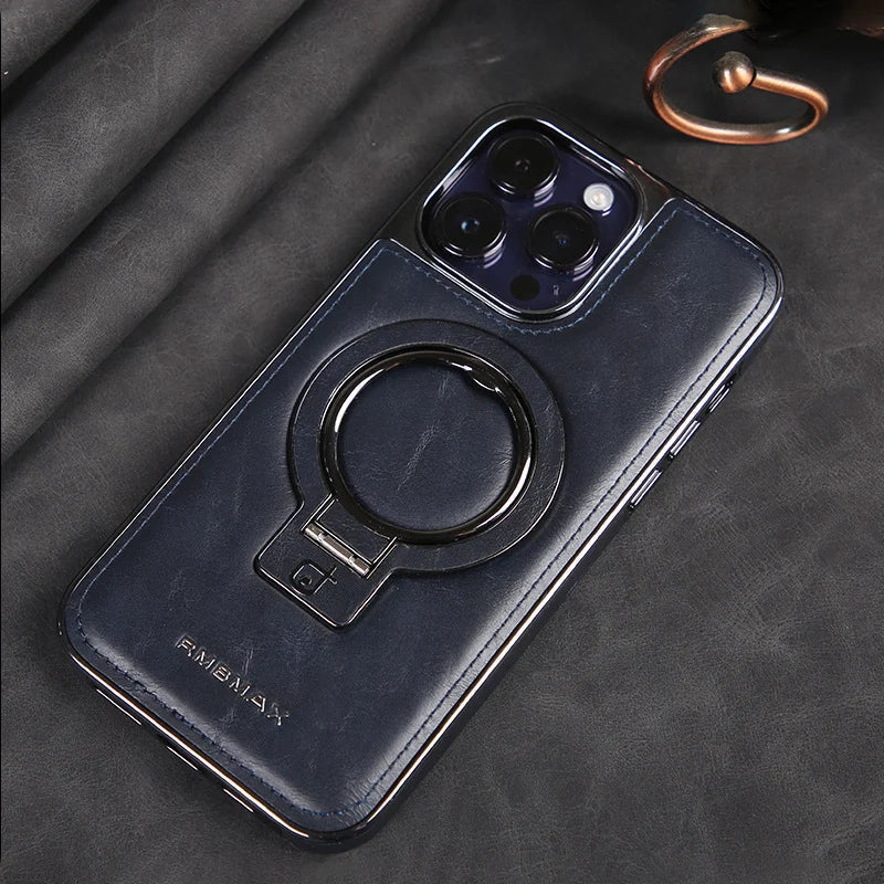 Sumoravibe - Custodia per iPhone in pelle di lusso con supporto invisibile