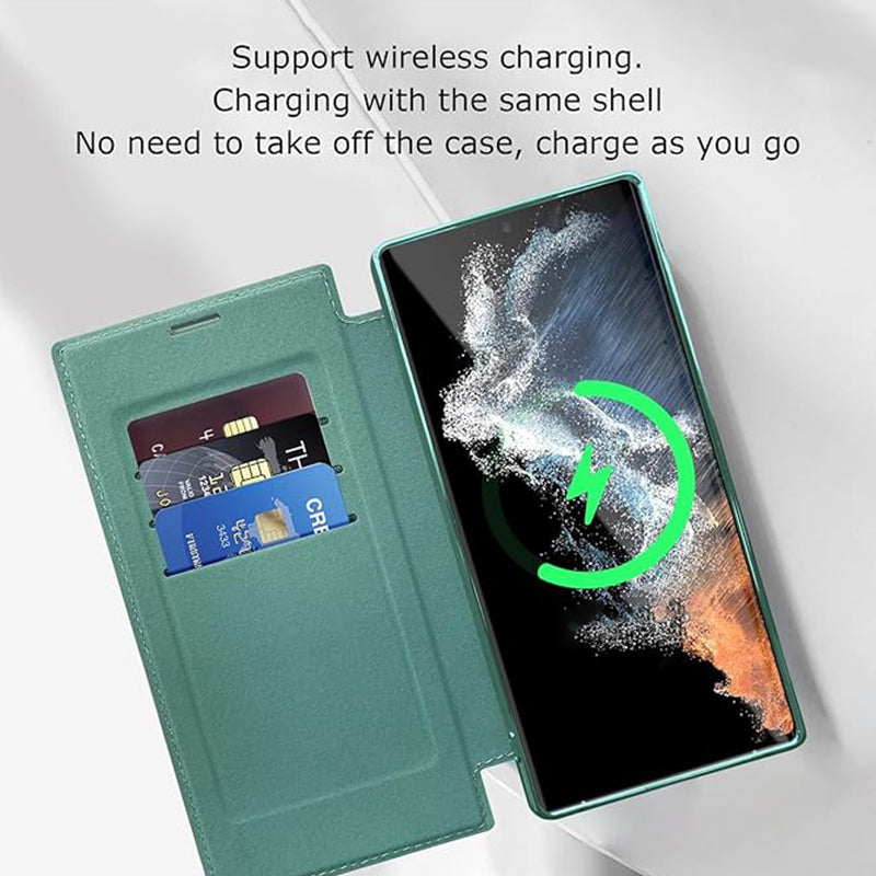 Sumoravibe - Custodia per telefono cellulare Flip in pelle PU con texture per Samsung