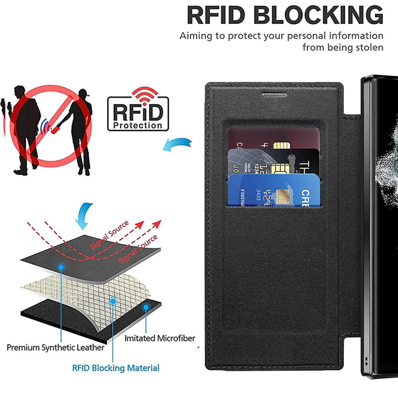 Sumoravibe - Custodia per telefono cellulare Flip in pelle PU con texture per Samsung