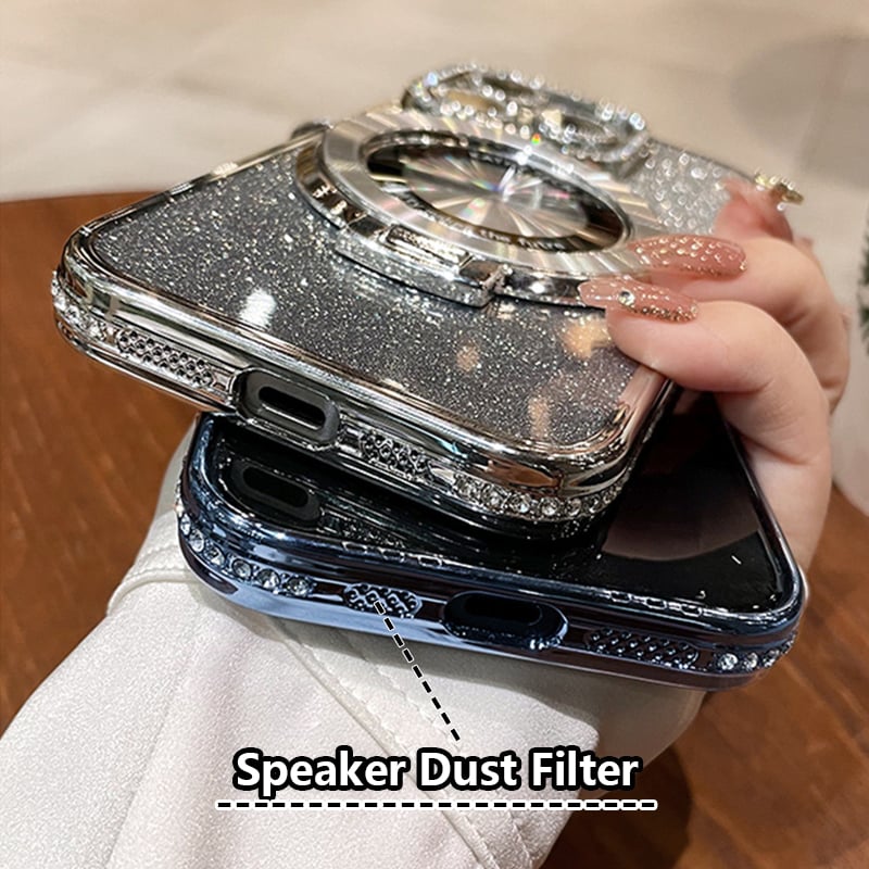 Sumoravibe - Custodia magnetica per iPhone con strass glitterati e supporto invisibile (SCONTO 56%)