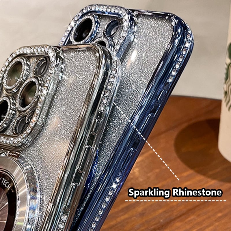 Sumoravibe - Custodia magnetica per iPhone con strass glitterati e supporto invisibile (SCONTO 56%)