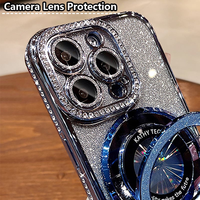 Sumoravibe - Custodia magnetica per iPhone con strass glitterati e supporto invisibile (SCONTO 56%)