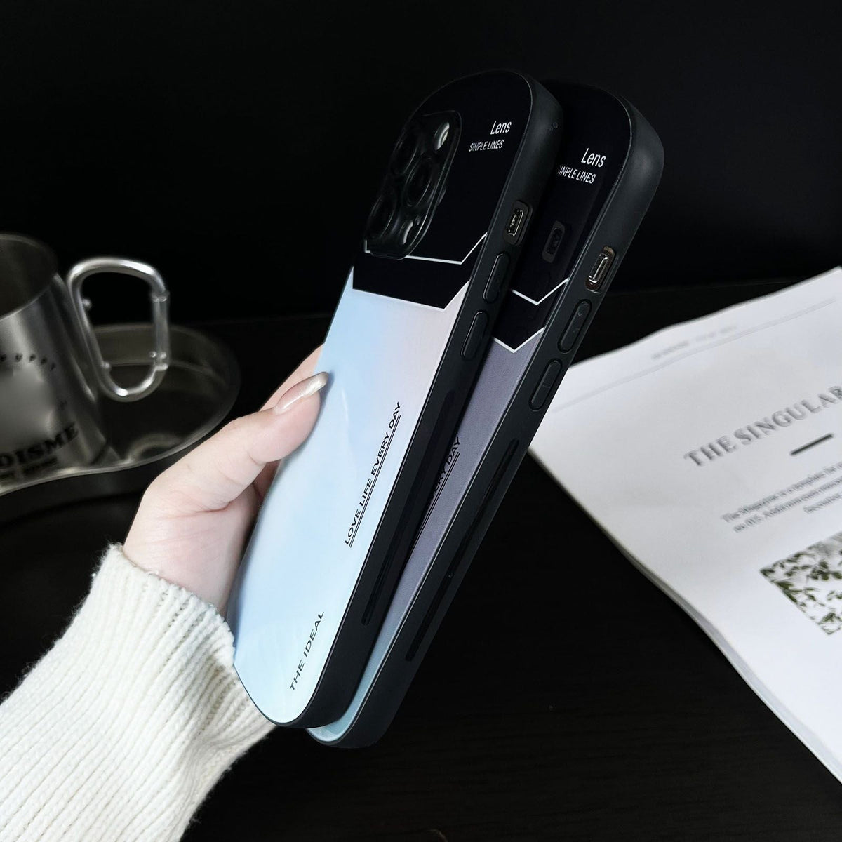 Sumoravibe - Custodia per telefono in vetro sfumato per iPhone
