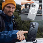 Sumoravibe - Custodia magnetica per cellulare in silicone con staffa per iPhone