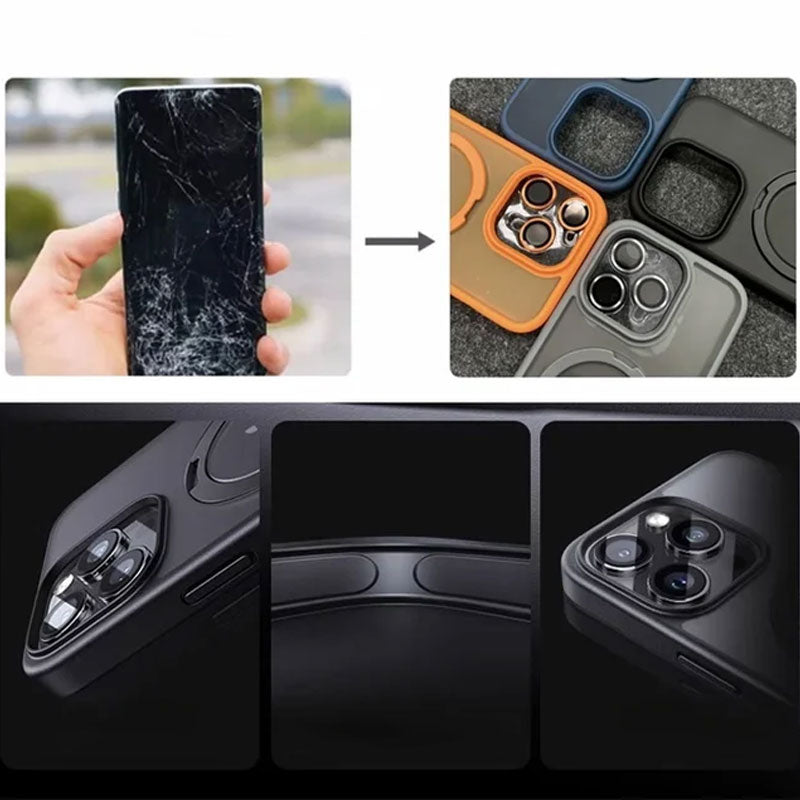 Sumoravibe - Custodia magnetica per cellulare in silicone con staffa per iPhone