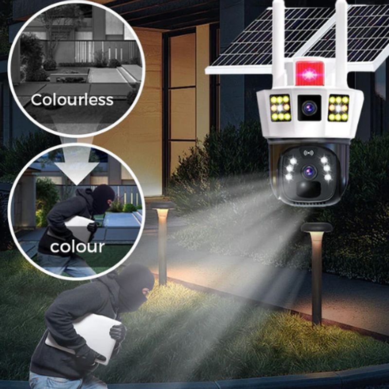 Sumoravibe - 2025🔥360° Telecamera di sorveglianza solare intelligente con monitoraggio a tre schermi✨
