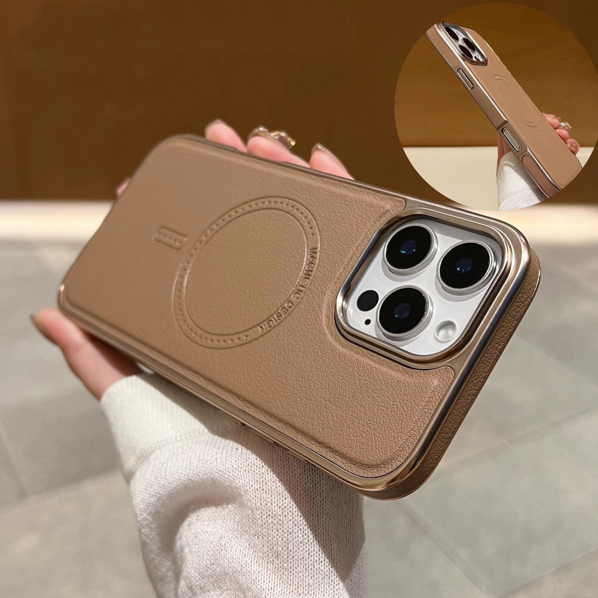 Sumoravibe - Custodia in Pelle con Ricarica Magnetica per iPhone