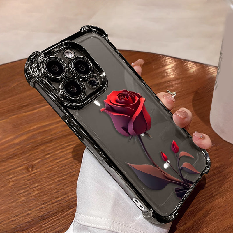 Sumoravibe - Custodia Anti-Caduta con Rosa Rossa per iPhone Serie 13-16