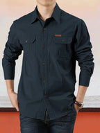Sumoravibe - Camicia casual da uomo in cotone tinta unita【ACQUISTA 2 E OTTIENI LA SPEDIZIONE GRATUITA】