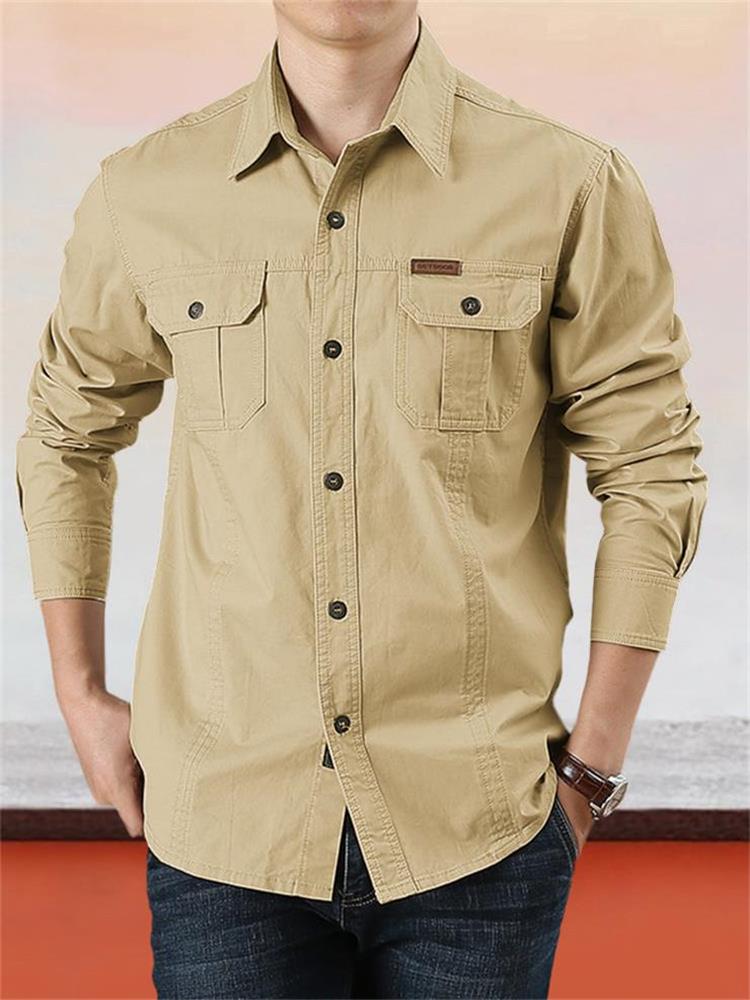 Sumoravibe - Camicia casual da uomo in cotone tinta unita【ACQUISTA 2 E OTTIENI LA SPEDIZIONE GRATUITA】