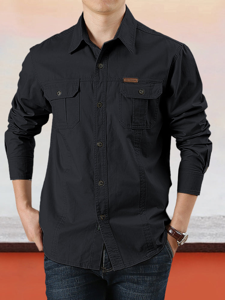 Sumoravibe - Camicia casual da uomo in cotone tinta unita【ACQUISTA 2 E OTTIENI LA SPEDIZIONE GRATUITA】