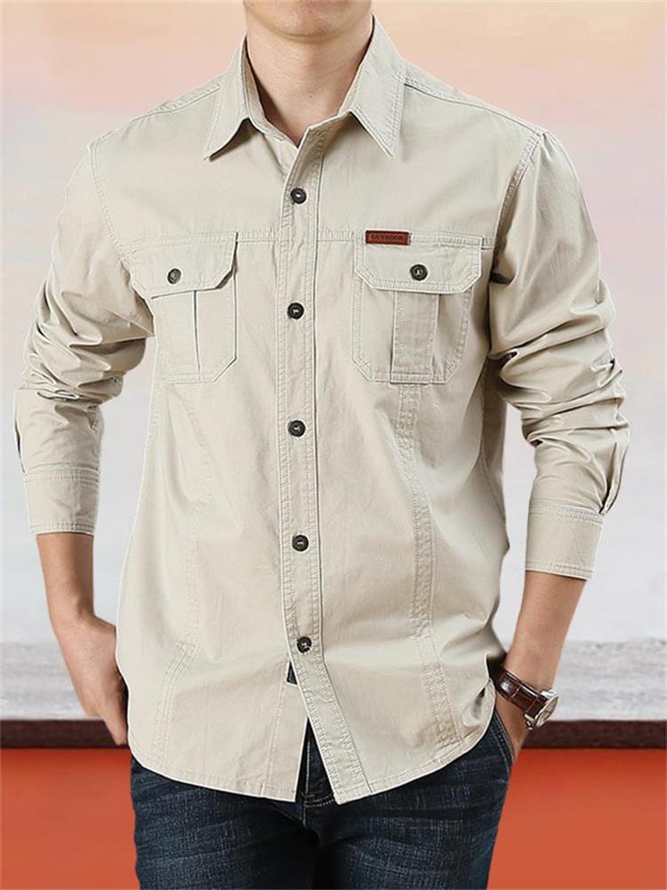 Sumoravibe - Camicia casual da uomo in cotone tinta unita【ACQUISTA 2 E OTTIENI LA SPEDIZIONE GRATUITA】