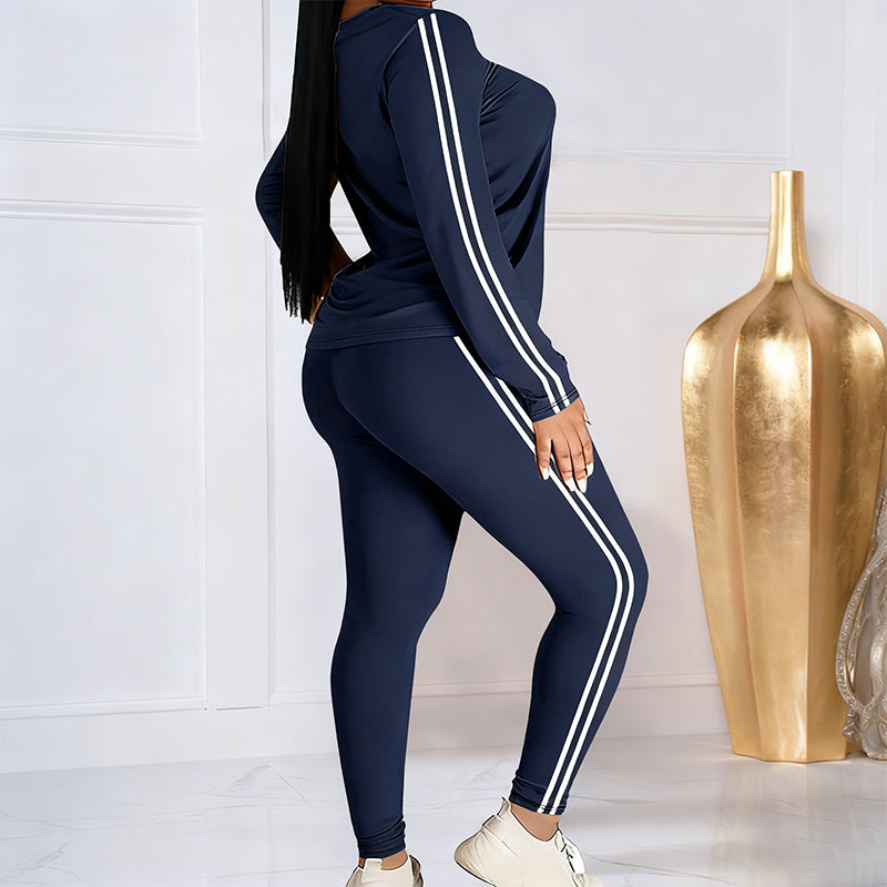 Sumoravibe - Completo da ginnastica a due pezzi con maniche lunghe da donna