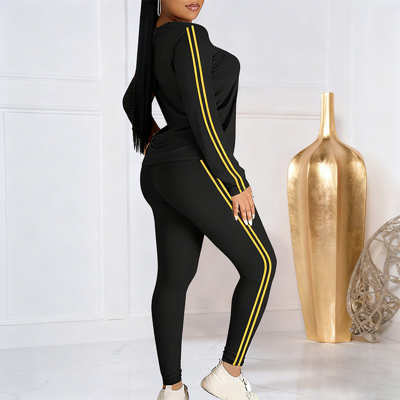 Sumoravibe - Completo da ginnastica a due pezzi con maniche lunghe da donna