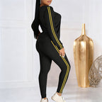 Sumoravibe - Completo da ginnastica a due pezzi con maniche lunghe da donna