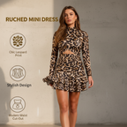 Sumoravibe - Abito Mini Arricciato con Stampa Leopardata da Donna