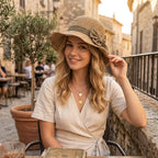 Sumoravibe - Elegante cappello da sole in paglia intrecciata con fiocco