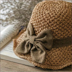 Sumoravibe - Elegante cappello da sole in paglia intrecciata con fiocco