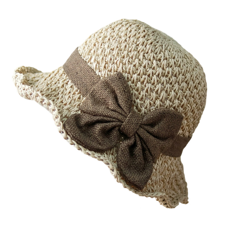 Sumoravibe - Elegante cappello da sole in paglia intrecciata con fiocco