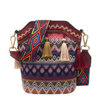 Sumoravibe - Borsa a tracolla bohemien con nappine ricamate