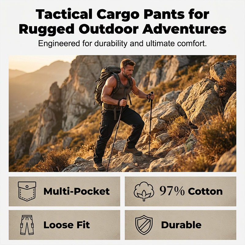 Sumoravibe - Pantaloni cargo tattici da uomo in cotone