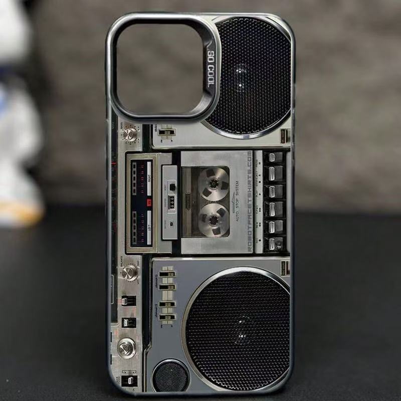 Sumoravibe - Custodia per cellulare con design a boombox retrò e lettore di cassette