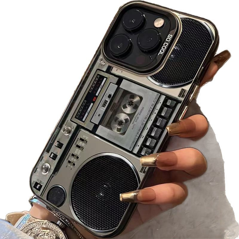 Sumoravibe - Custodia per cellulare con design a boombox retrò e lettore di cassette