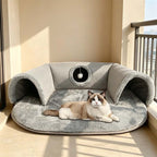 Sumoravibe - Cuccia a tunnel 2 in 1 in peluche per gatti